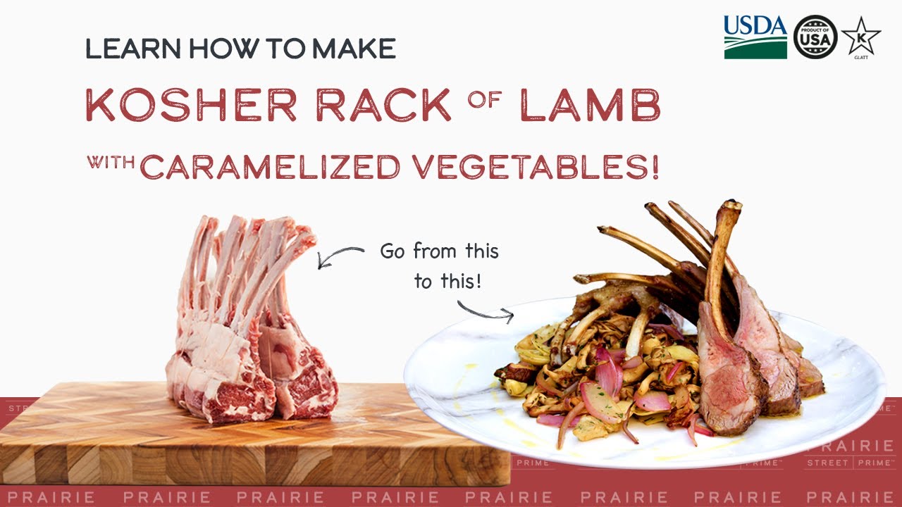 Kosher Rack of Lamb Frenched with Caramelized Vegetables