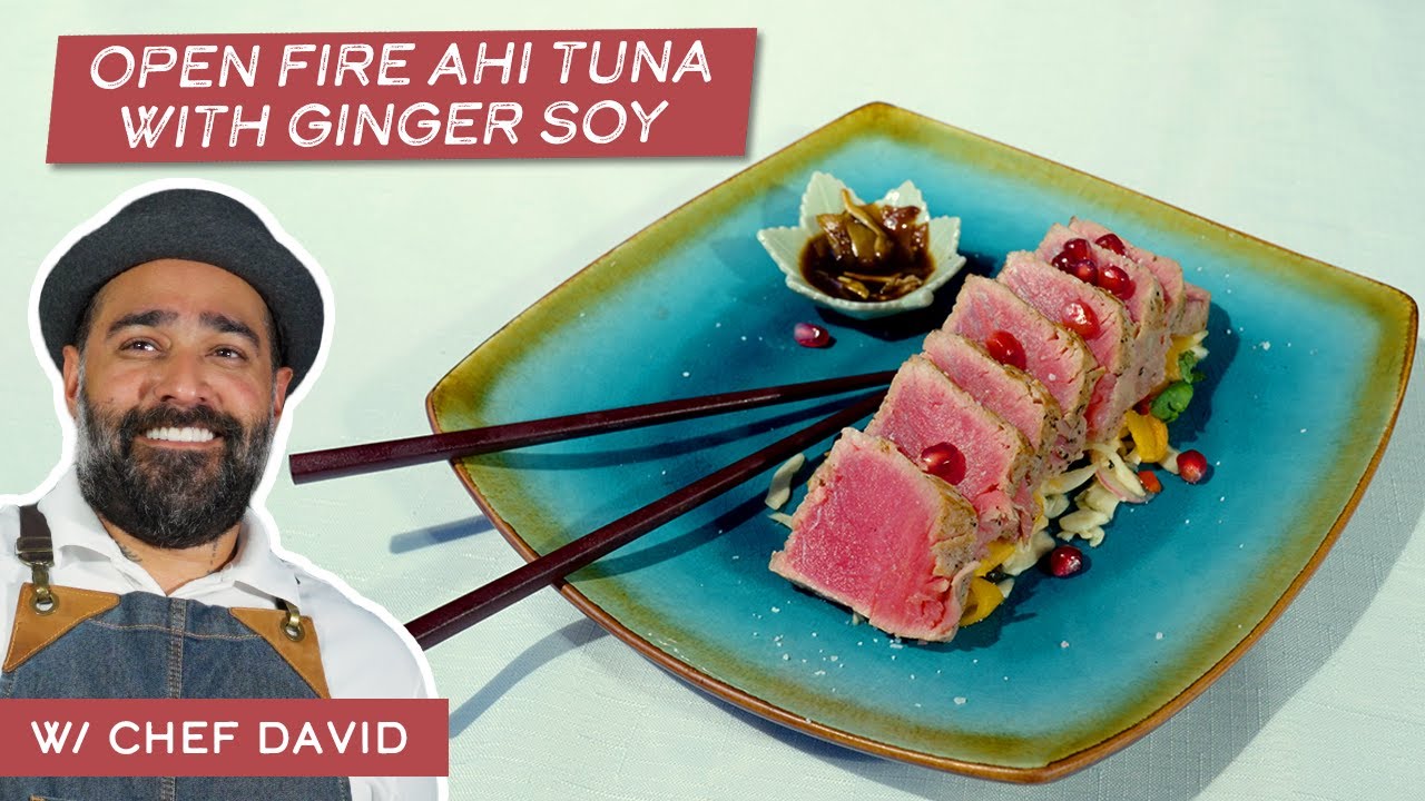 Ginger Soy Ahi Tuna With Grilled Pineapple And Dragon Fruit Salad