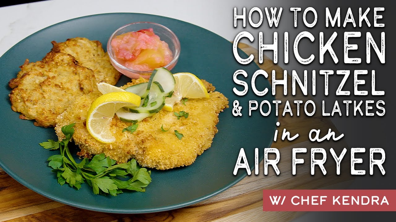 Chicken Schnitzel & Potato Latkes in an Air Fryer