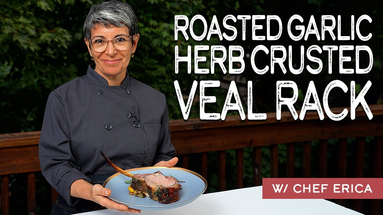 Kosher Garlic Herb Crusted Veal Rack with Ratatouille